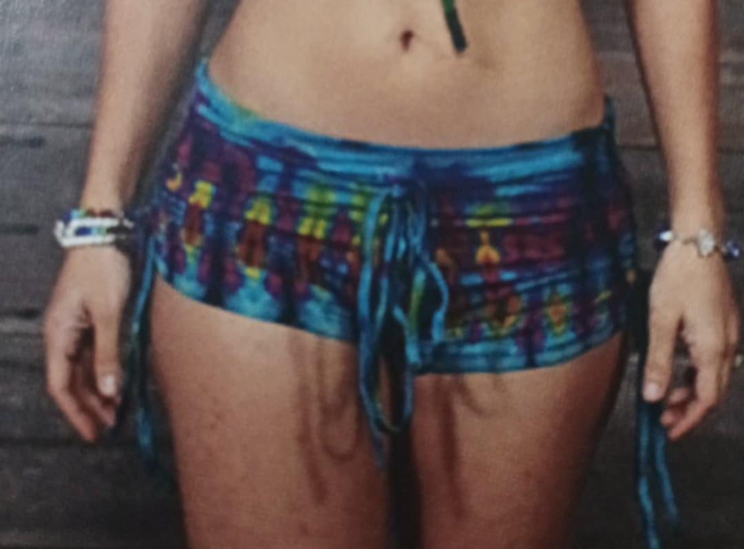 Women's Rayon Spandex Tie-Dye Side-Cinch String Booty Shorts