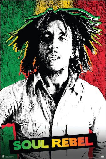 Bob Marley Soul Rebel Poster - HalfMoonMusic