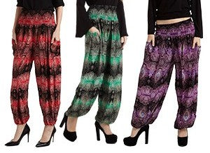 Women's Rayon Peacock Harem Pants - HalfMoonMusic