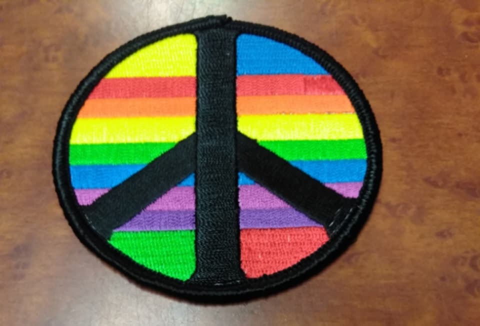 Rainbow Peace Sign Patch - HalfMoonMusic