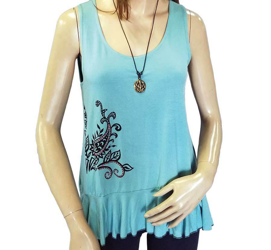 Womens Hand Stitched Ruffle Flower Tank Top - HalfMoonMusic