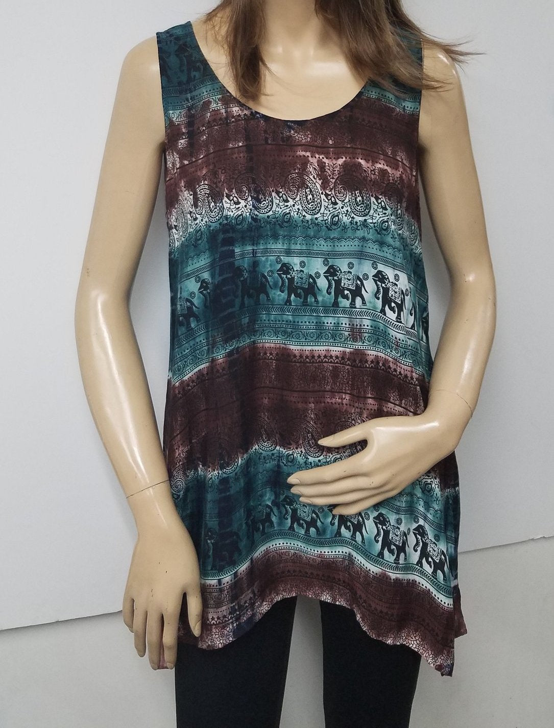 Womens Elephant Print Tunic - HalfMoonMusic