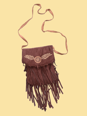 Vegan Chic Pseudo-Suede Fringe Dreamcatcher Bag - HalfMoonMusic