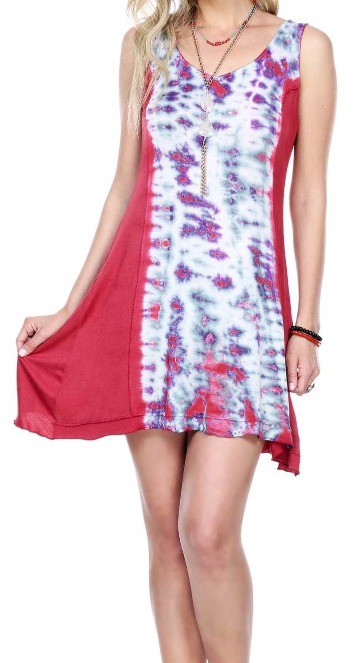 Womens Tie Dye Front Panel Dress - HalfMoonMusic