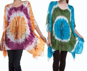 Tie Dye Rayon Womans Poncho - HalfMoonMusic