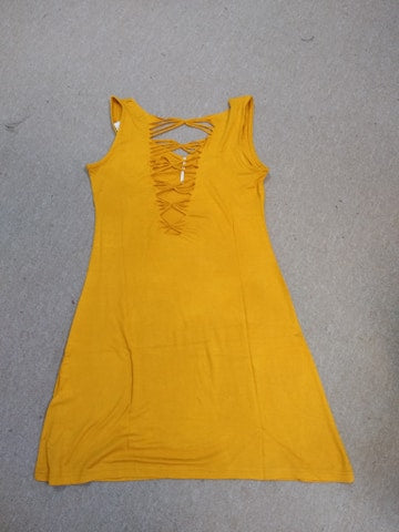 Womens Solid Sleeveless Slit Back Tunic Dress - HalfMoonMusic