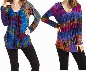 Ladies Tie Dye Spandex Long Sleeve Top - HalfMoonMusic