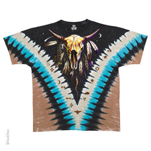Bison Skull Tie-Dye T-Shirt - HalfMoonMusic