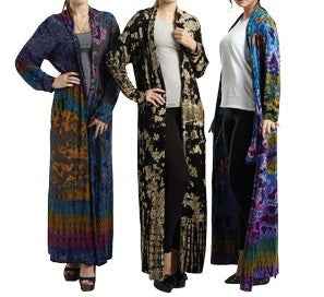 Ladies Ankle Length Tie Dye Duster Jacket - HalfMoonMusic