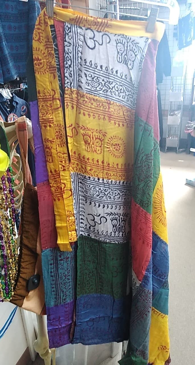 Cotton Patchwork Om Long Wrap Skirt - HalfMoonMusic