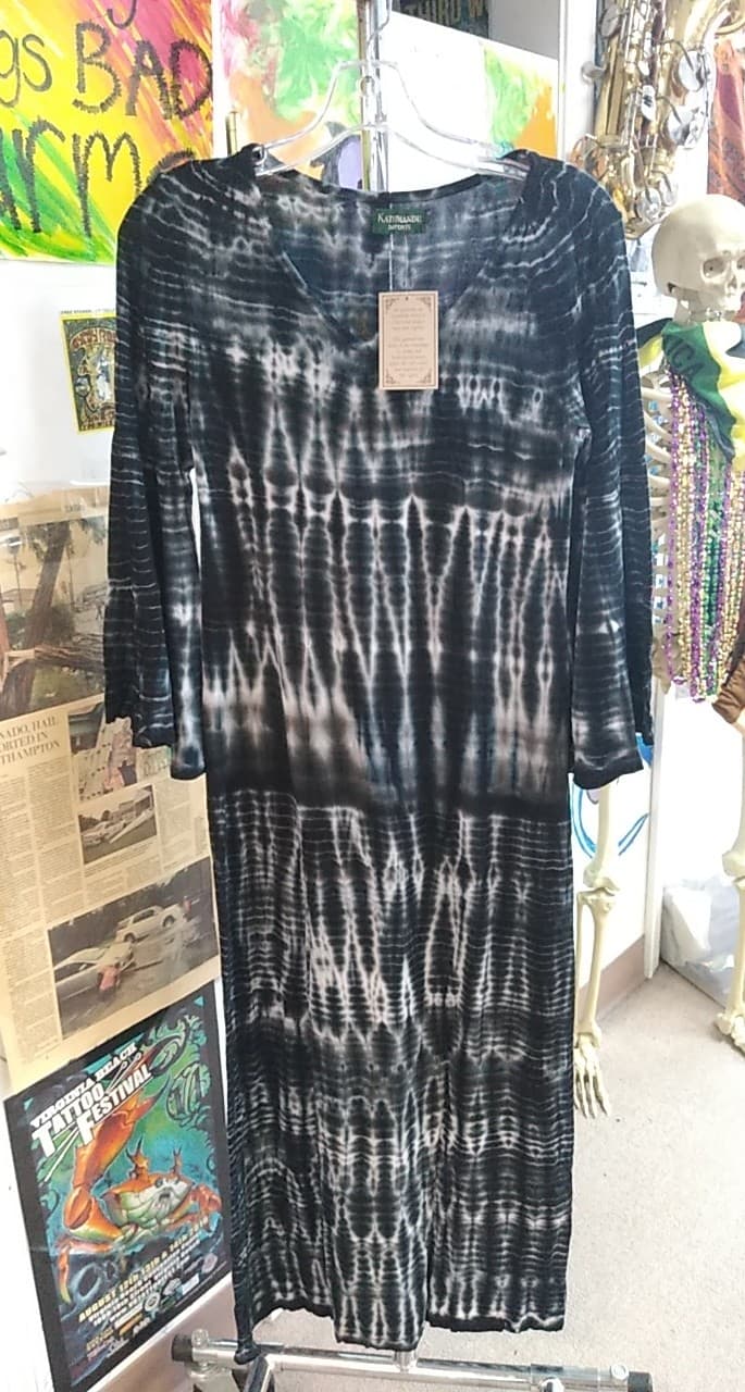 Womens Tie Dye Bell Sleeve Long Dress - HalfMoonMusic