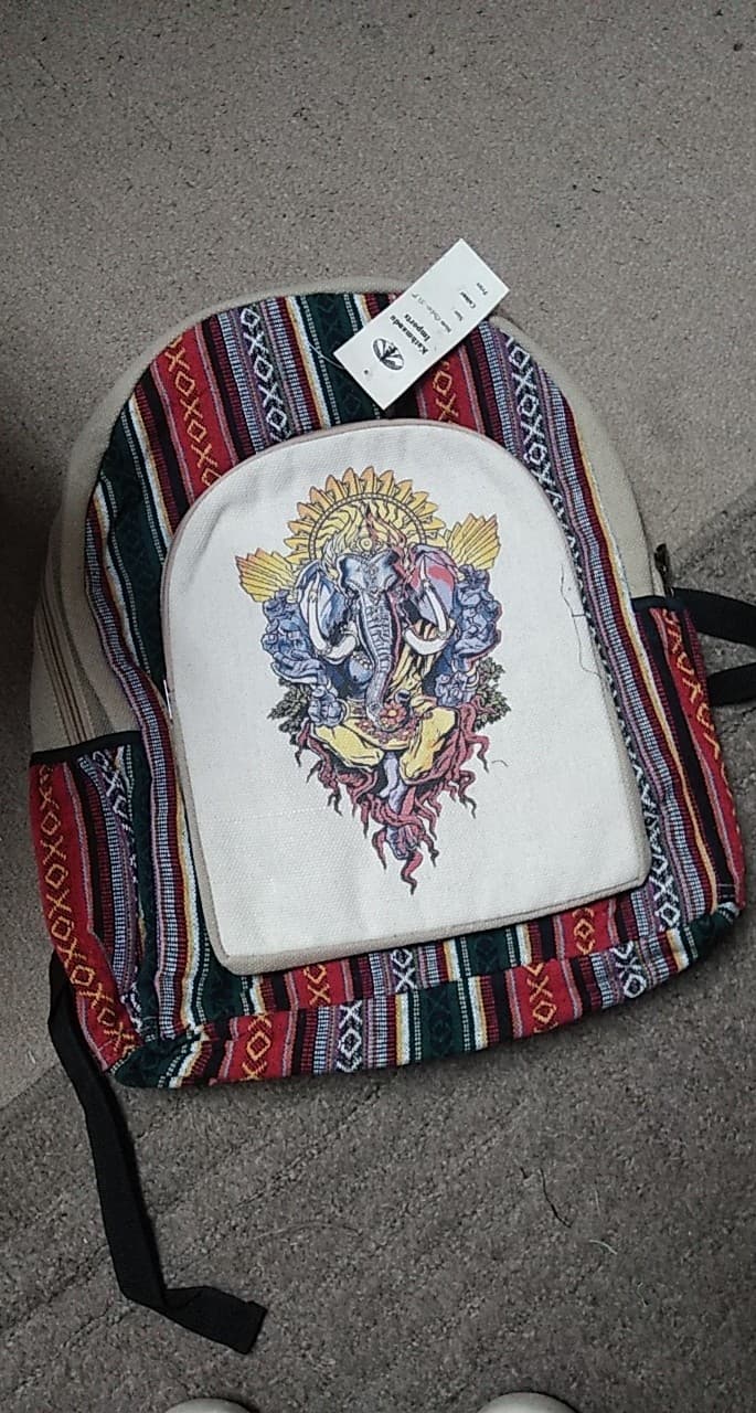 Ganesha Print Cotton Backback - HalfMoonMusic