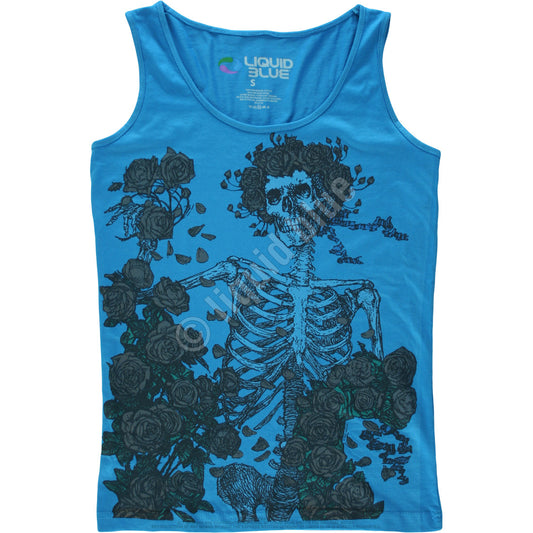 Grateful Dead Skeleton And Roses Junior Slim Athletic Tank - HalfMoonMusic