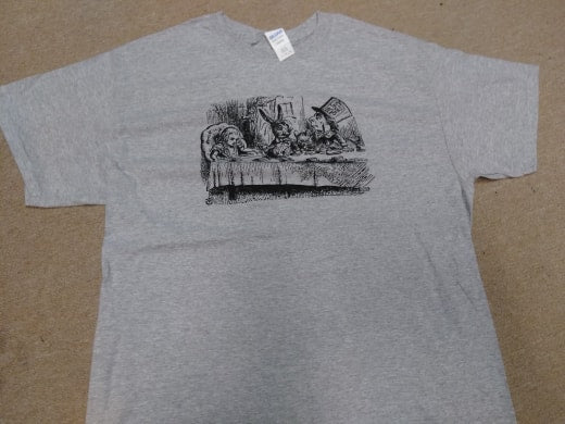 Men's Grey Alice Mad Hatter Tea Party T-Shirt - HalfMoonMusic
