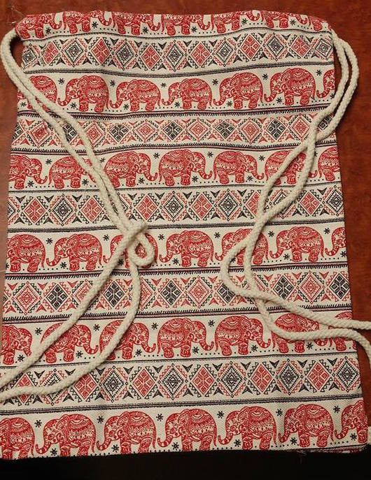 Elephant Print Drawstring Bag - HalfMoonMusic