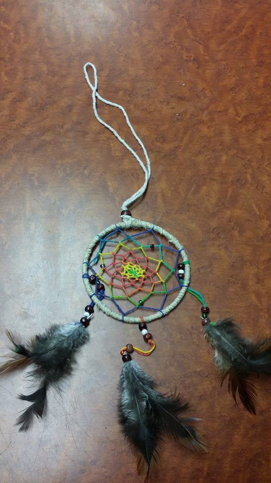 Small Rainbow Dream Catcher - HalfMoonMusic