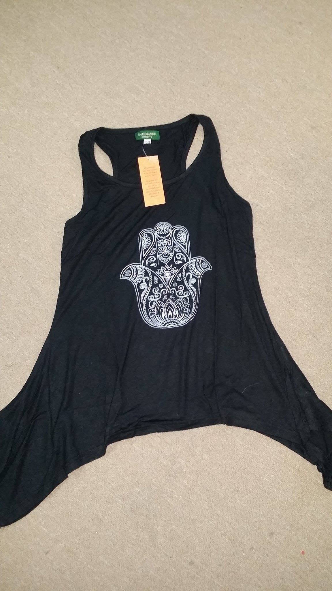 Womens Hamsa Print Flow Tank Top - HalfMoonMusic