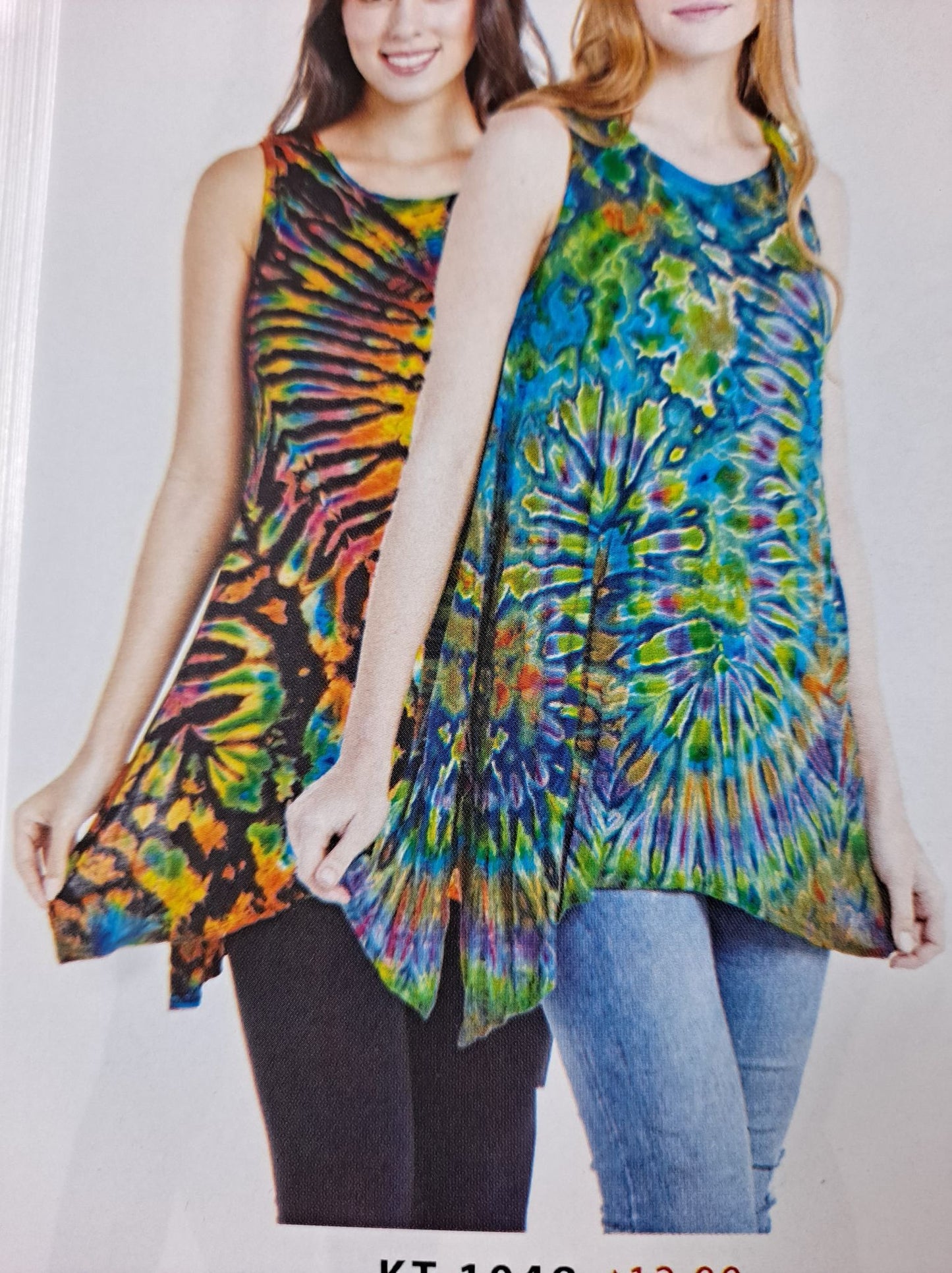 Womens Viscose Tie-Dye Sleeveless Tunic Top - HalfMoonMusic