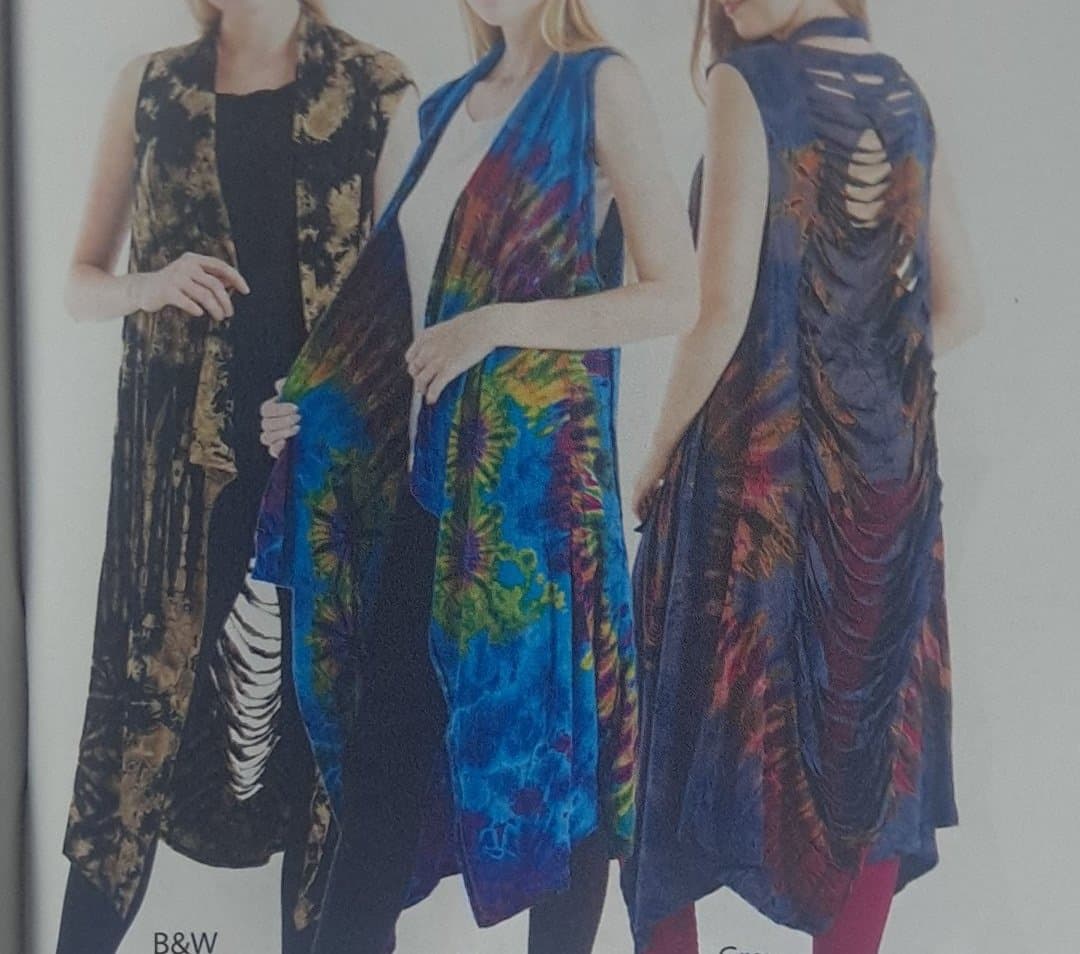 Womens Tie-Dye Razor Cut Split Back Vest - HalfMoonMusic