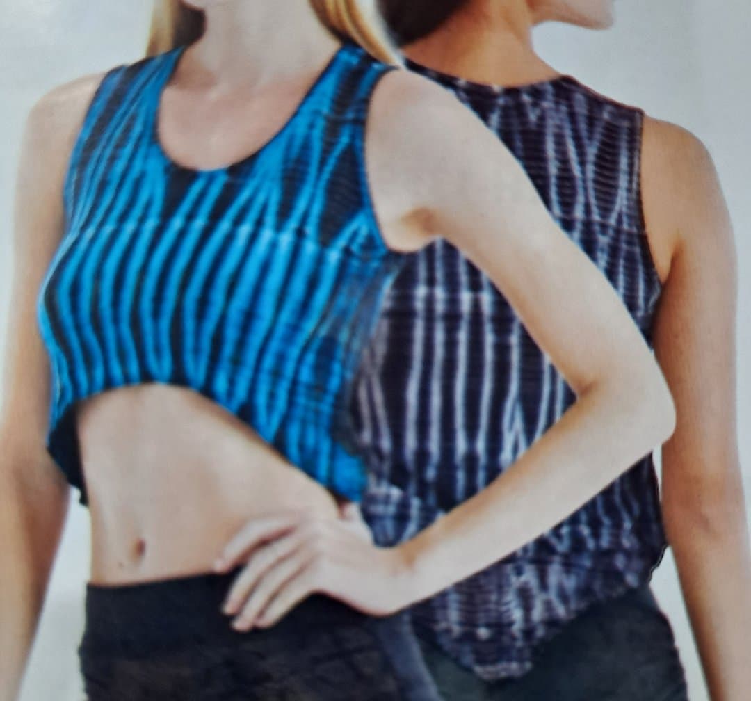 Womens Spandex Tie-Dye Striped Crop Top - HalfMoonMusic