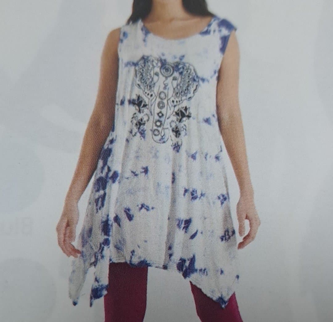 Womens Viscose Tie-Dye Elephant Print Tank Top - HalfMoonMusic