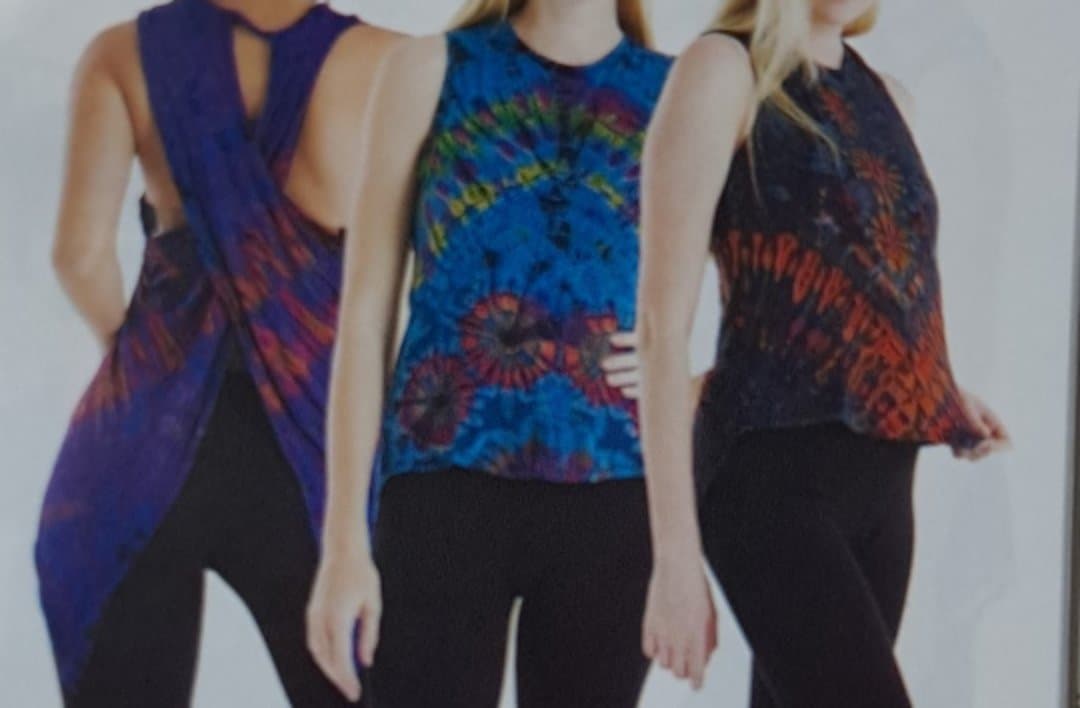 Womens Spandex Tie-Dye Sleeveless Cross Back Tank Top - HalfMoonMusic