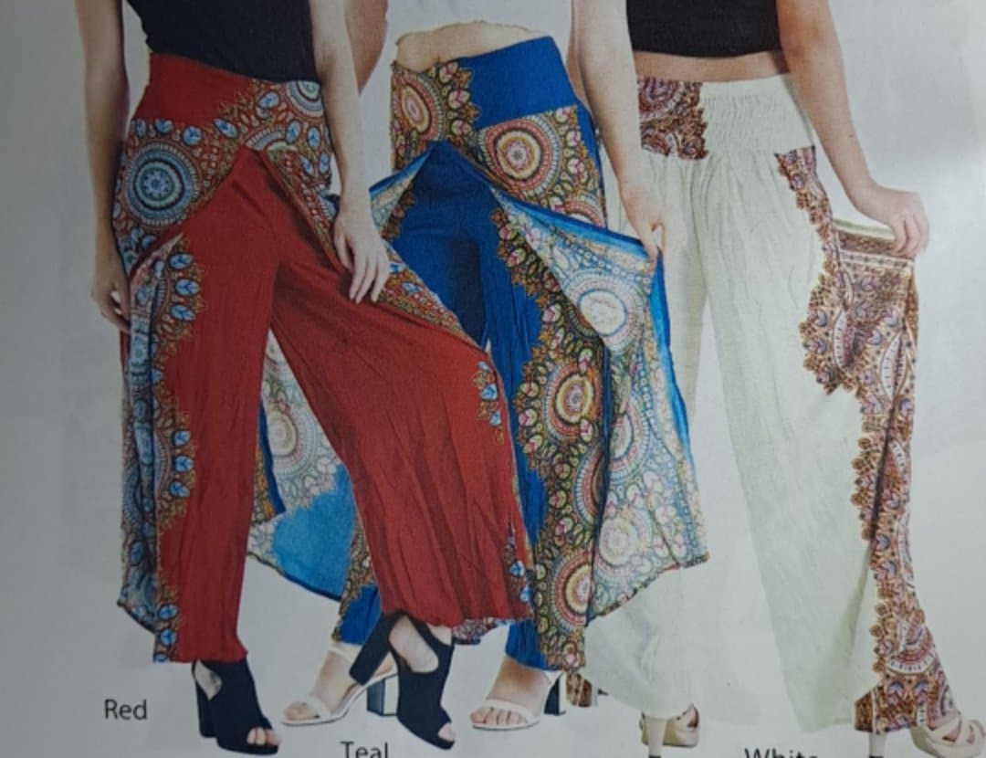 Womens Rayon Open Flap Harem Pants - HalfMoonMusic