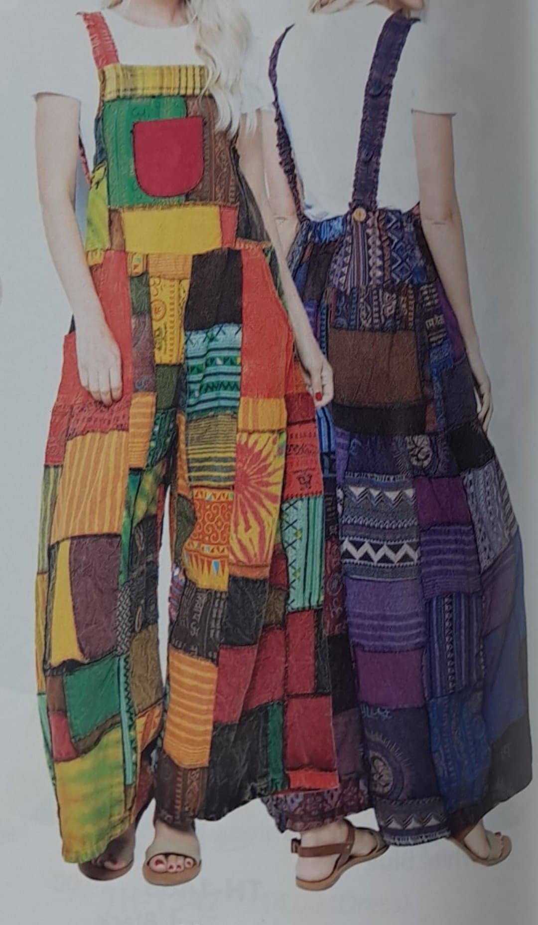 Womens Patchwork Overalls Jumpsuit - HalfMoonMusic