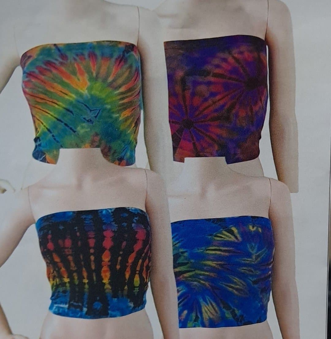 Womens Spandex Tie-Dye Strapless Tube Top - HalfMoonMusic