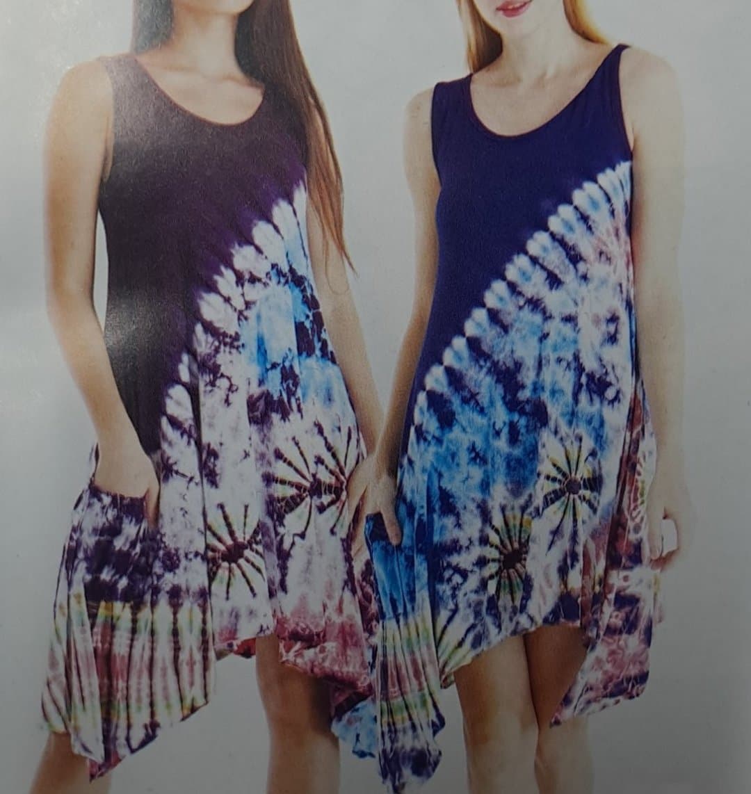 Womens Spandex Half Tie-Dye Split Sleeveless Dress - HalfMoonMusic