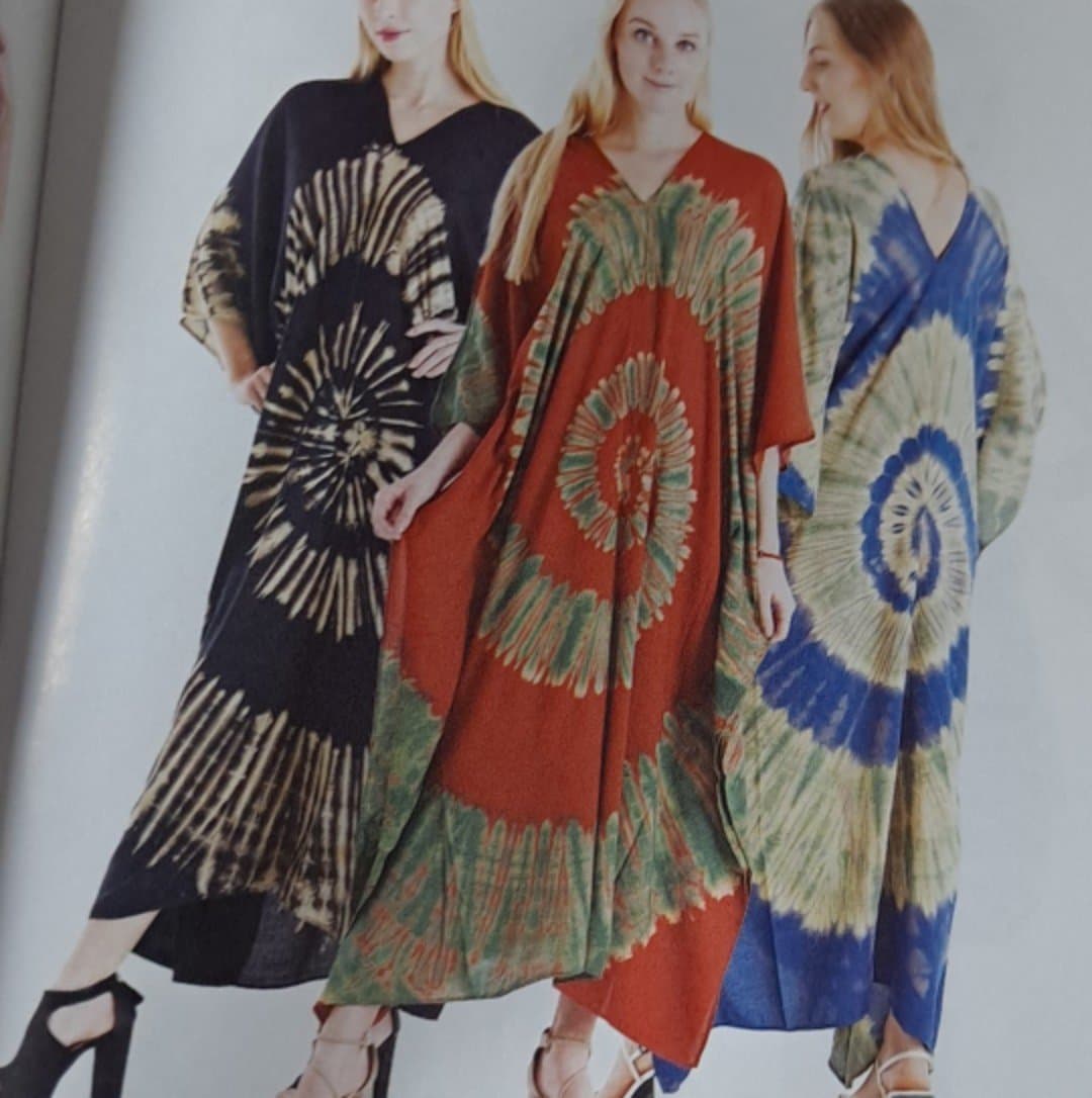 Womens Rayon Tie-Dye Spiral V-Neck Flow Dress - HalfMoonMusic