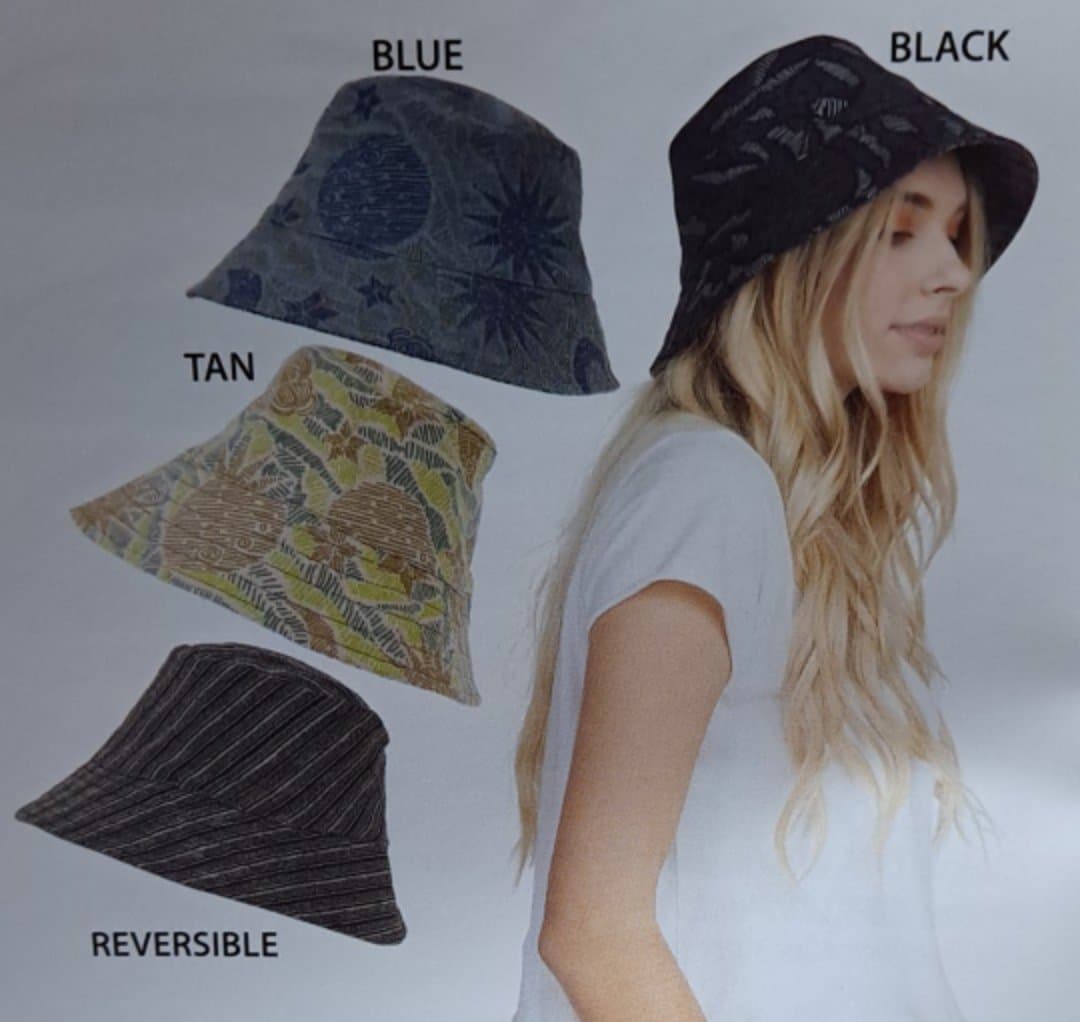 Canvas Reversible Pattern Printed Bucket Hat - HalfMoonMusic