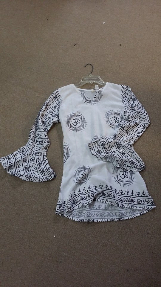 Womens Bell Sleeve Cotton Om Symbol Shirt - HalfMoonMusic