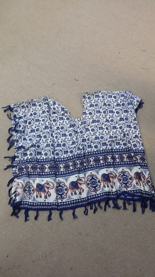 Womens Elephant Cotton Poncho Top - HalfMoonMusic