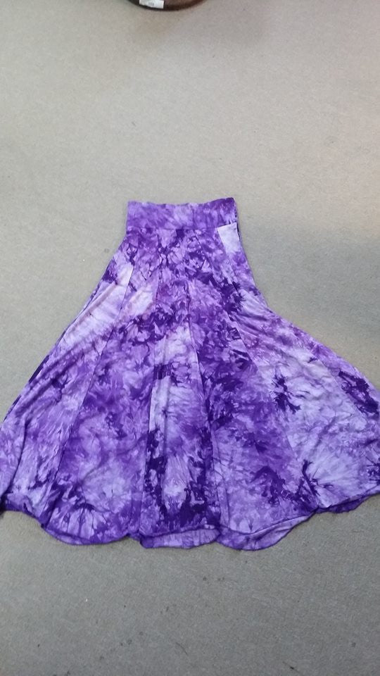 Womens Vertical Tiered Long Tie Dye Skirt - HalfMoonMusic