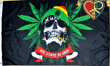 Rasta Skull Pot Flag - HalfMoonMusic