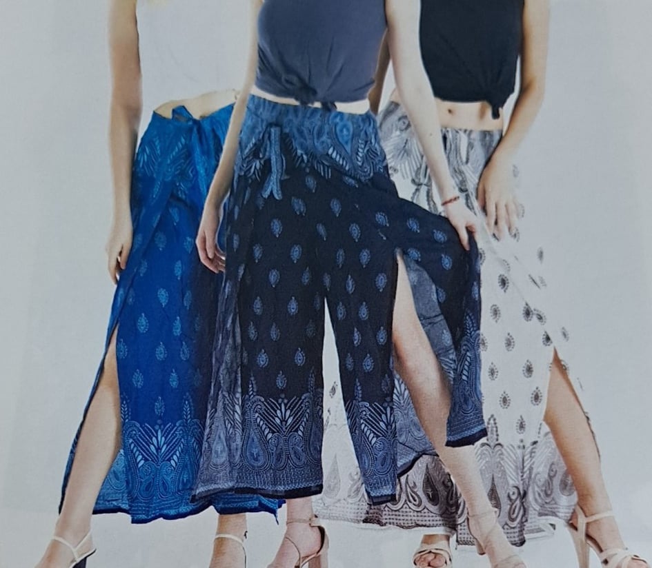 Womens Rayon Open Flap Slit Harem Pants - HalfMoonMusic