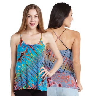 Womens Tie-Dye Tank Top W/ Straps - HalfMoonMusic