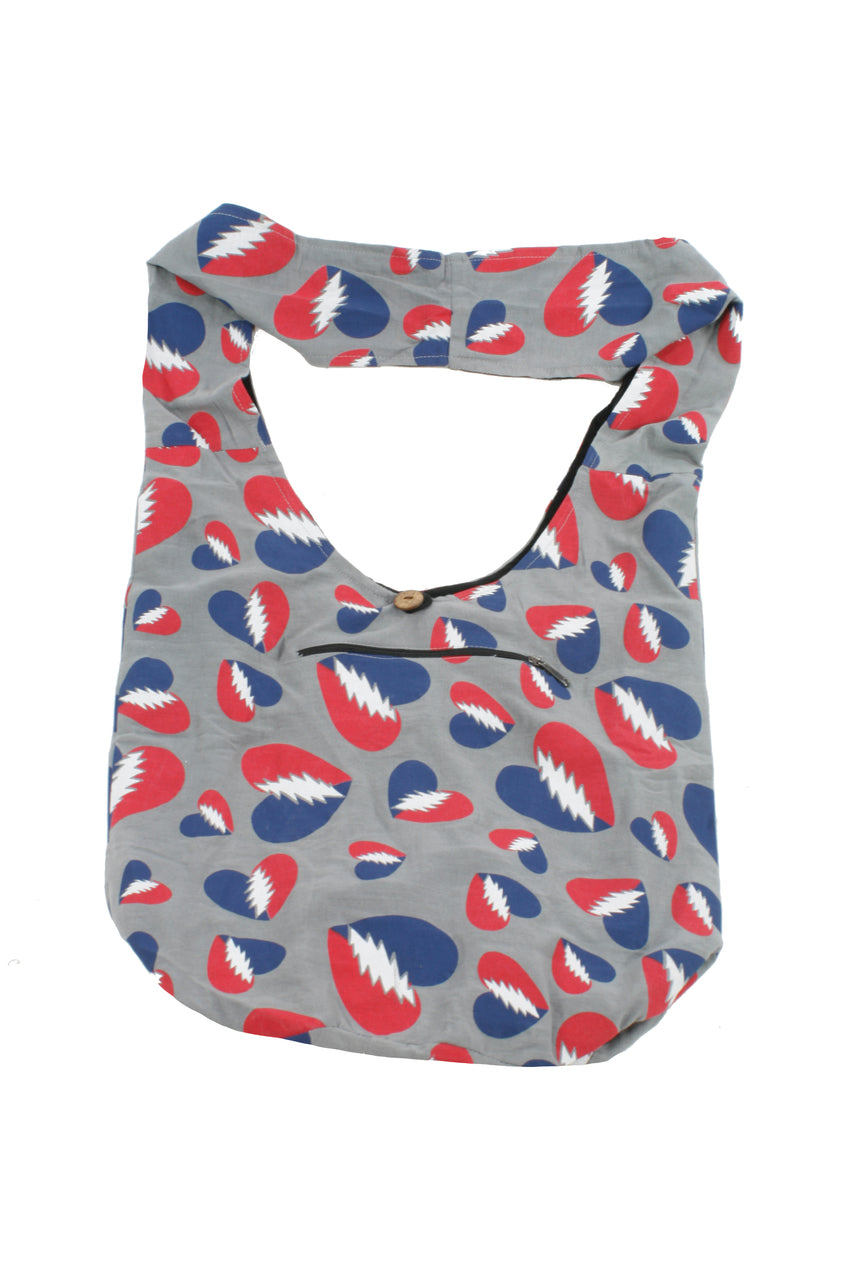 Grateful Dead Lightning Bolt Heart Hobo Bag - HalfMoonMusic