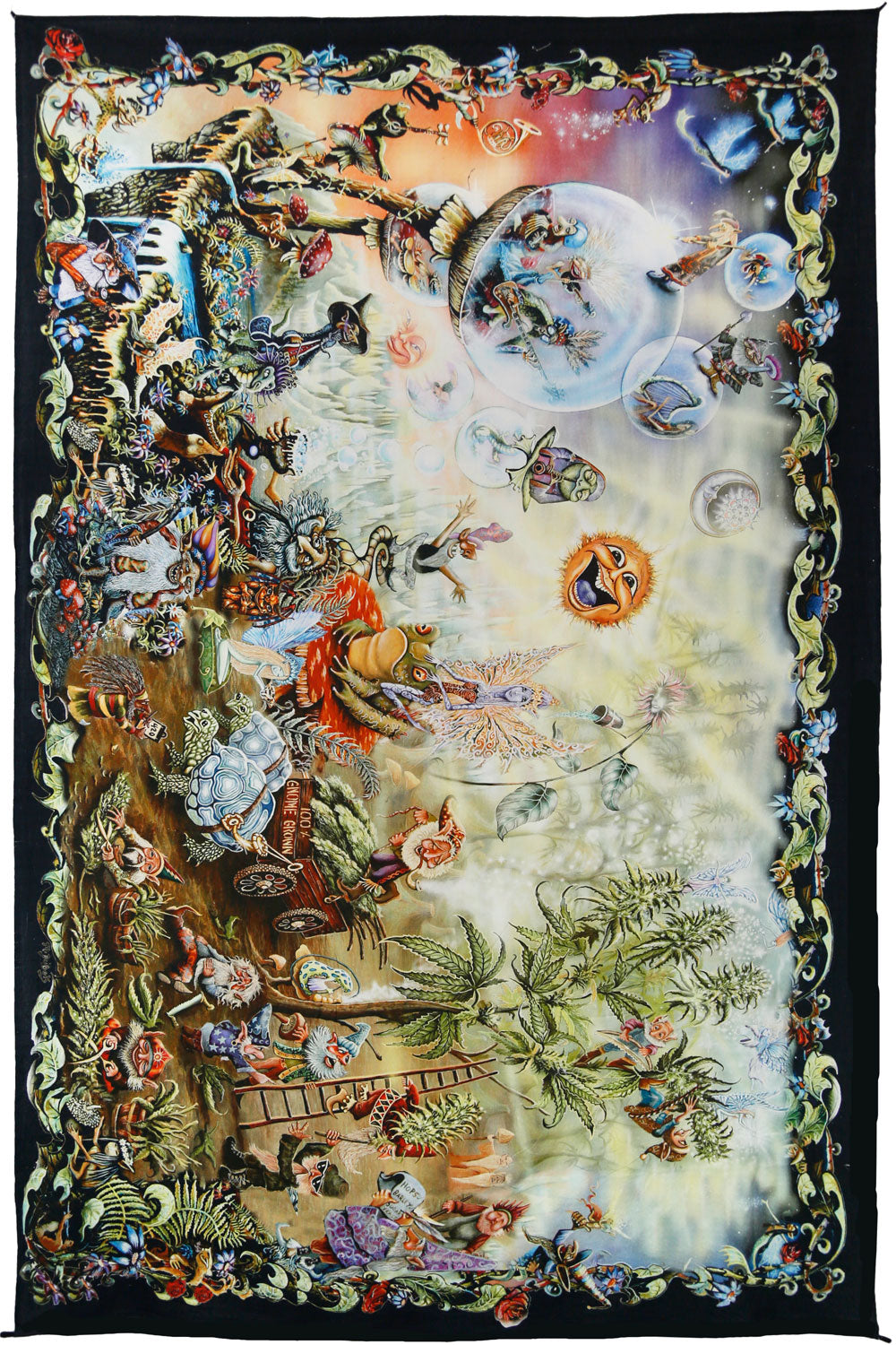 Bubbles and Gnomes Mini Tapestry - HalfMoonMusic