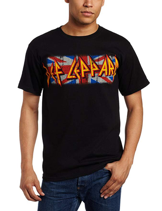 Men's Def Leppard Union Jack Logo T-Shirt - HalfMoonMusic