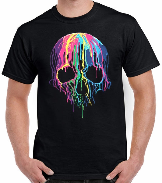 Mens Melting Paint Skull T-shirt - HalfMoonMusic