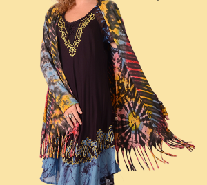 Womens Tie Dye Spandex Viscose Cardigan - HalfMoonMusic