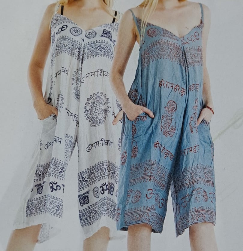 Womens Rayon Deity Print Sleeveless Jumpsuit - HalfMoonMusic