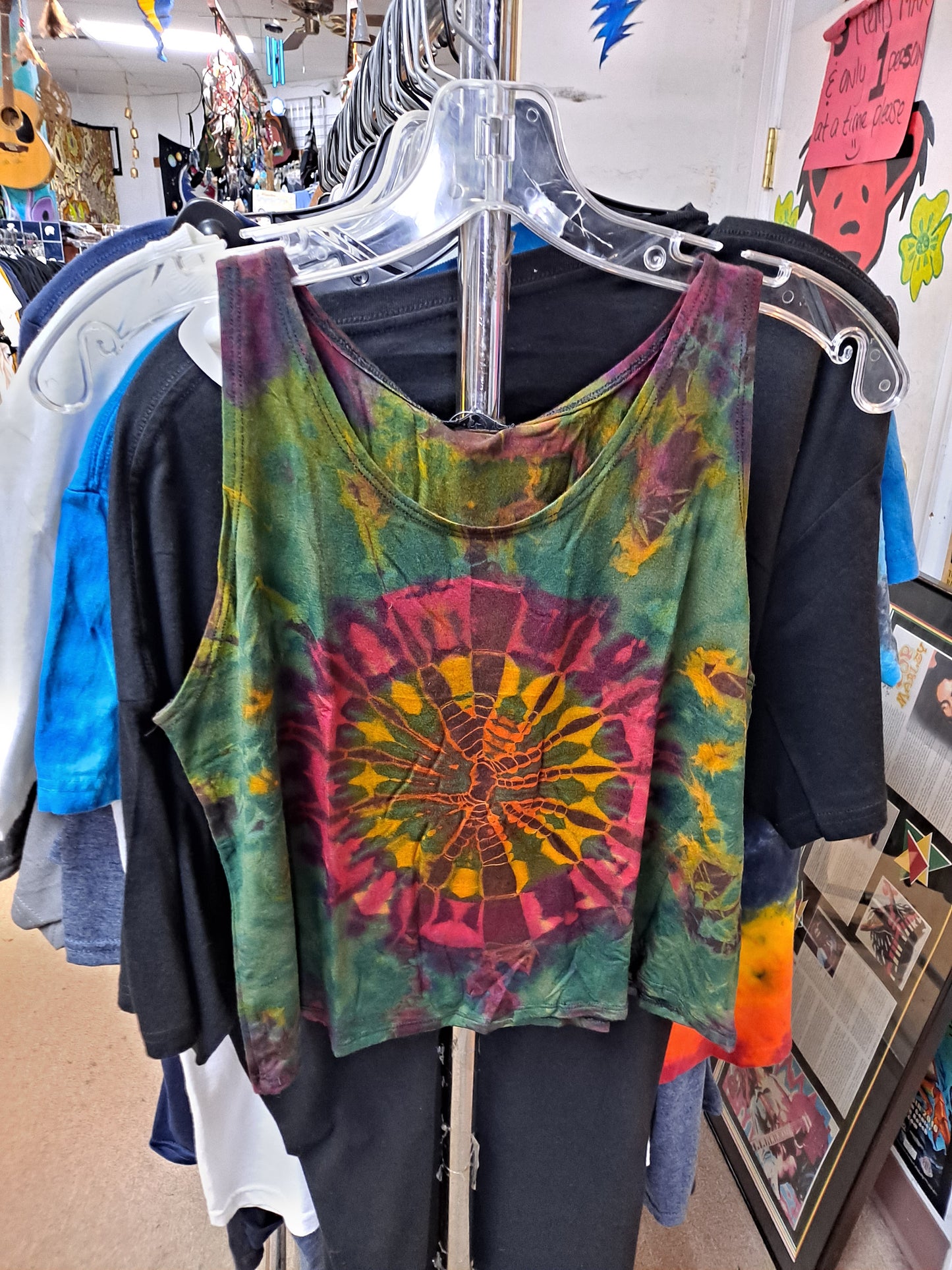 Womens Rayon Spande Tie-Dye Sleeveless Short Crop Top - HalfMoonMusic