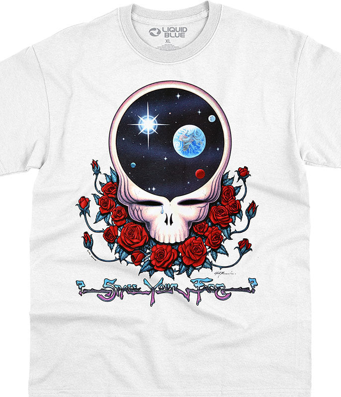 Mens Grateful Dead Space Face White T-shirt - HalfMoonMusic