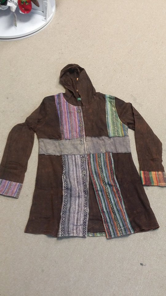 Patchwork Cotton Long Jacket - HalfMoonMusic
