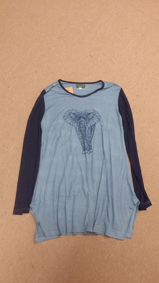 Womens Viscose Elephant Long Sleeve Tunic Top - HalfMoonMusic
