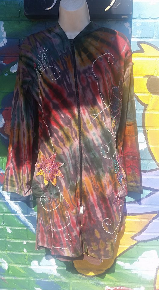 Womens Embroidered Cotton Tie Dye Jacket - HalfMoonMusic