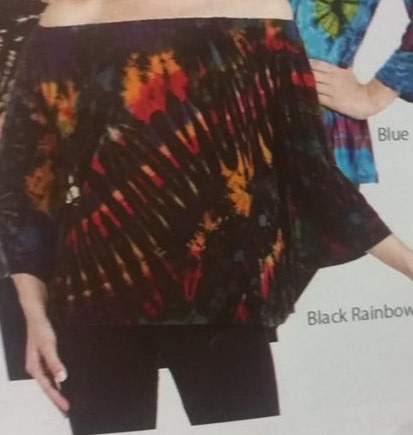 Womens Tie Dye 3/4 Sleeve Off the Shoulder Top - HalfMoonMusic